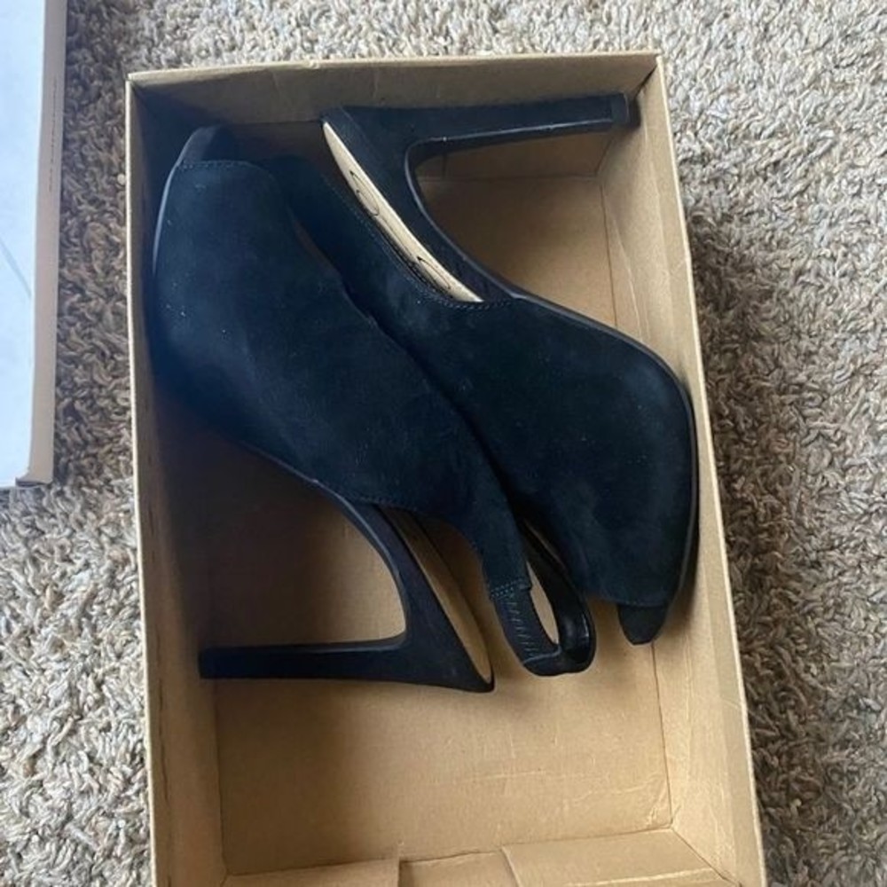 Jessica Simpson Black Faux Suede Slingback Platform Pump